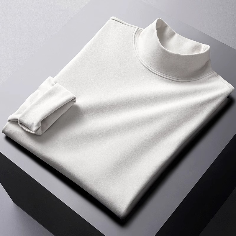 Half turtleneck warm clothes plus fleece solid color 8