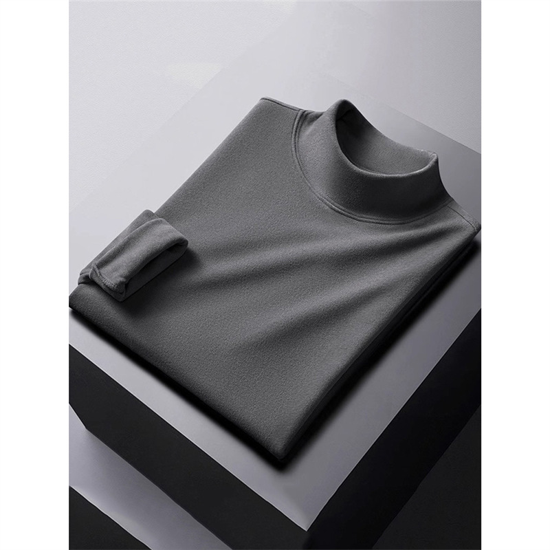 Half turtleneck warm clothes plus fleece solid color 8