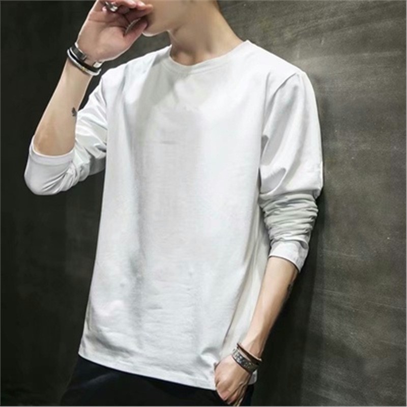 Men's autumn round neck solid color tops trendy 52 02