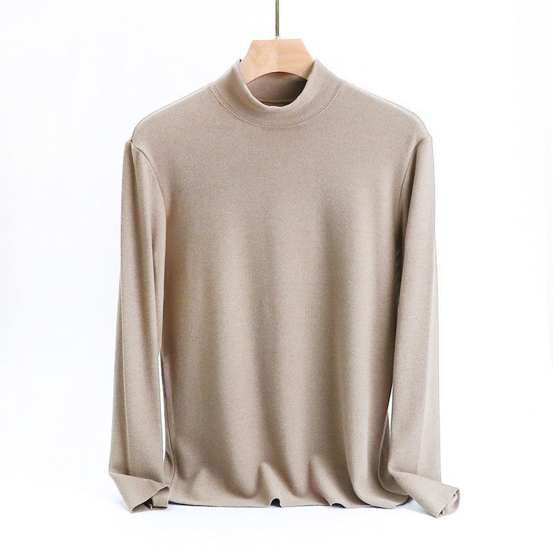 Men's half turtleneck seamless warm fleece top 25 02