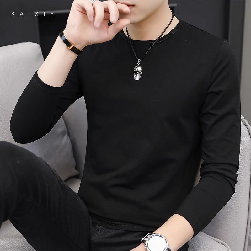 Men's round neck trendy solid color tops 40