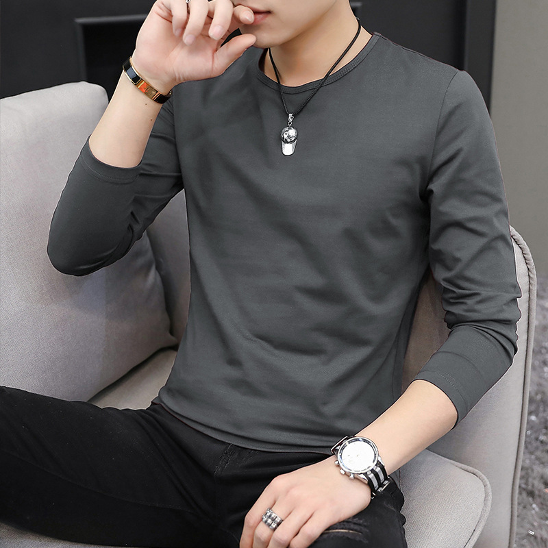 Men's round neck trendy solid color tops 40