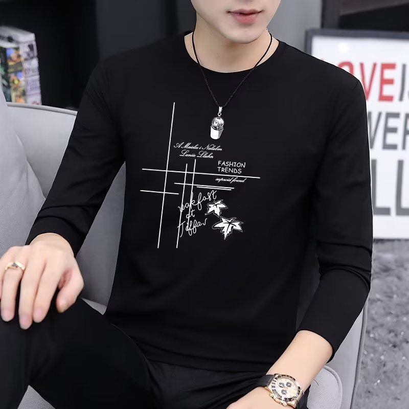 Spring and autumn men's trendy round neck tops 45 02